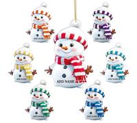 Personnalisé Noël Coloré Bonhomme de Neige Décoration, Personnalisé Famille Noël Ornaments 2025, Décorations Nom/Texte Suspendu Ornement, Cadeaux d'hiver pour Les Amis de La Famille