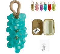 Personnalisé Original Fait À La Main De Savon De Raisin En Cristal Savon Nettoyant Doux, Savons De Raisin Sur Une Corde, Barres De Savons Décoratifs D'huile Essentielle Hydratante (Bleu)