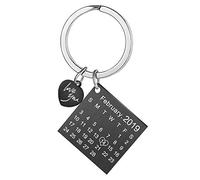 Personnalisé Personnalisé Gravé Calendrier Date Gravé Message En Acier Inoxydable Porte-clés & Porte-clés Souvenir Souvenir Anniversaire Cadeau De Mariage (Heart Black)