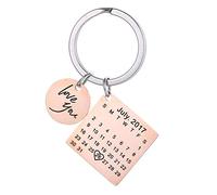 Personnalisé Personnalisé Gravé Calendrier Date Gravé Message En Acier Inoxydable Porte-clés & Porte-clés Souvenir Souvenir Anniversaire Cadeau De Mariage (rose gold)