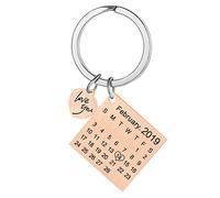 Personnalisé Personnalisé Gravé Calendrier Date Gravé Message En Acier Inoxydable Porte-clés & Porte-clés Souvenir Souvenir Anniversaire Cadeau De Mariage (cœur rose gold)