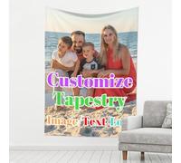Personnalisé Personnaliser Photo Tapisserie Tenture Murale pour Salon Chambre Dortoir décor, Ajoutez une image, du texte, Un logo ou un Design Artistique et Concevoir Votre Propre Idée 152x203cm