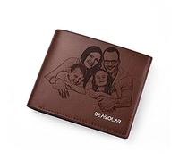 Personnalisé Photo Classique Portefeuille Homme Portefeuille Hommes Porte-Monnaie Porte Carte Crédit Cadeau pour Pièces Carte de Crédit avec Boite Cadeau, Marron