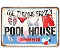 Personnalisé - Pool House enseignes en métal affiche vintage metal deco 12x8 inch/30x20cm