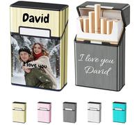 Personnalisé Porte Cigarette Étui avec Image Texte Boîte à Cigarettes, Paquet de Cigarettes Fermeture Aimantée pour 20 cigarettes, Étui à cigarettes pour Homme et Femme (Or)