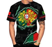 Personnalisé, Portugal, Portugais, Football T-Shirt Sportswear Col Rond T-Shirt De Sport Confortable Tee Shirt pour Entraînement Pêche Running M