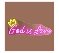 Personnalisé pour enseignes lumineuses Lampe lumineuse néon « Dieu est amour » pour décoration de mariage, fiançailles, fête, chambre fille, 42 x 17 cm(C)