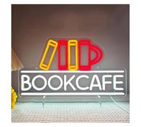 Personnalisé pour enseignes lumineuses Lampe murale néon LED en forme de souris lisant un livre, idéale pour décorer bureau ou une bibliothèque(42X22cm)