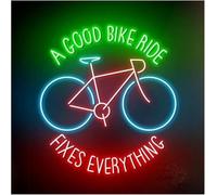 Personnalisé pour enseignes lumineuses Néon signe Enseigne Au A Good Bike Ride Fixes Everything Décoration Murale Pour Magasin De Vélos Ouvert, 63,5cm