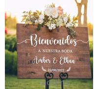 Personnalisé Prénoms Mariage Autocollant，mariage Panneau Accueil Mariage，Sticker Panneau Mariage Bienvenue， Stickers "Bienvenue Au Mariage De" Noms Date For Tableau Noir Ou Miroir ( Color : D , Size :