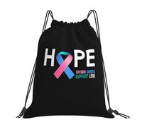 Personnalisé Sac à Dos à Cordon Ruban de Sensibilisation au Cancer de la thyroïde Sac Multifonctionnel Sac réutilisable 36x42cm pour Plage,Natation,Yoga