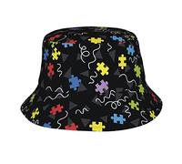 Personnalisé Seau Chapeau Mois de Sensibilisation à l'Autisme Chapeaux de Visière Unisex Beach Sun Hat pour Randonnée Adultes Filles