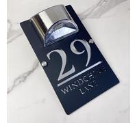 Personnalisé Solar-Powered LED Door Number Sign, Modern Laser-Cut 3D Address Plaque, Waterproof Outdoor Address Sign for Homes, Apartments, Hotels (Black Silver)