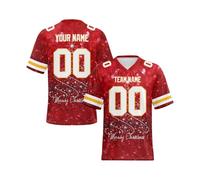 Personnalisé Sport Maillot de Football Américain Noël, Personnalisable avec Nom Numéro L'équipe Homme Femme Enfant T-Shirts rouge