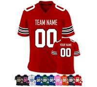 Personnalisé Sport Maillot de Football Américain Personnalisable avec Logo Prénom Homme Femme Enfant T-Shirts Manches Courtes à Séchage Rapide, S-7XL