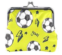 Personnalisé Tendance Football Lime Mignon Coin Bourse Pochette En Cuir Boucle Baiser Verrouillage Carte Changement Bourse Portefeuille, Mode Football Lime, Tendance Football Lime