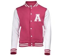 PERSONNALISE Veste DE Baseball avec Votre Initial et prenom Taille L en Fushia & Blanc