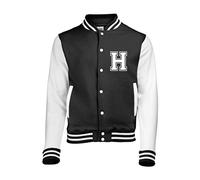 PERSONNALISE Veste DE Baseball avec Votre Initial et prenom Taille XS en Noir & Blanc
