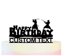 Personnalisé Votre nom Happy Birthday Samurai Fighting Gâteau Toppers De Mariage Joyeux Anniversaire Acrylique Décor Gâteau Cake Cupcake Toppers pour Gâteau Partie Décoration 11 Pièces