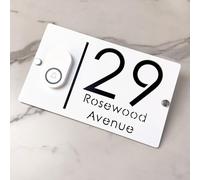 Personnalised Design Personnalisable 3D Laser Cut House Number Sign with Doorbell Weatherproof Modern Address Plaque for Home Apartment, Hôtel, Porch & Yard - Plaque d'adresse extérieure durable