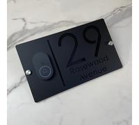 Personnalised Design Personnalisable 3D Laser Cut House Number Sign with Doorbell Weatherproof Modern Address Plaque for Home Apartment, Hôtel, Porch & Yard - Durable Outdoor Address Plaque (Noir