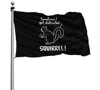 Personnalisée Bannière Extérieure Personnalisé Drapeau De Jardin Parfois, Je Suis Distrait Écureuil 90X150Cm Bannière Pour Fête Intérieur Manif