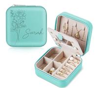 Personnalisée Boite a Bijoux avec Nom, Petite Boîte à Bijoux de Voyage Personnalisée Cadeau Femme Fille, Boîte à Bijoux Voyage Rangement Bijou pour Collier Boucle d'oreille Bracelets