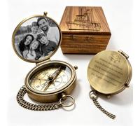 Personnalisée Boussole de Poche Gravée Nom Texte Icône Cadeau pour Homme | Boussole Gravée Laiton Vintage Parfait pour Anniversaire Remise de Diplôme Baptême Confirmation Papa Mari Fils Aventurier