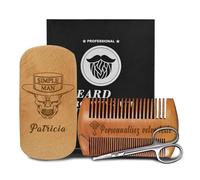 Personnalisée Brosse Barbe Peigne Barbe Kit pour Hommes Personnalisé Texte Nom Icône Brosse Poils Sanglier Naturels et Peigne Bois Poirier Cadeau pour Papa Témoin Petit Ami (brosse a barbe homme)