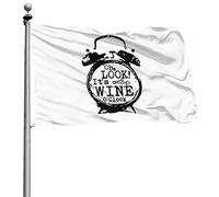 Personnalisée Bruant Double Couture Bannière Oh Regarde, C'Est L'Heure Du Vin 90X150Cm Drapeau De Jardin Pour Balcon Restaurant Extérieur