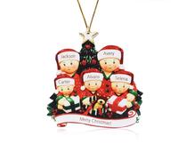 Personnalisée Decoration Sapin de Noël Pendentifs en Bois Noms des Membres de la Famille Ornement Décorations Souvenirs pour Arbre Noël (Famille de 5, A)