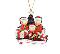 Personnalisée Decoration Sapin de Noël Pendentifs en Bois Noms des Membres de la Famille Ornement Décorations Souvenirs pour Arbre Noël (Famille de 3, A)