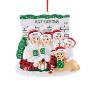 Personnalisée Decoration Sapin de Noël Pendentifs en Bois Noms des Membres de la Famille Ornement Décorations Souvenirs pour Arbre Noël (Famille de 5, B)