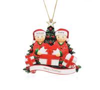 Personnalisée Decoration Sapin de Noël Pendentifs en Bois Noms des Membres de la Famille Ornement Décorations Souvenirs pour Arbre Noël (Famille de 2, A)