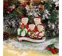 Personnalisée Decoration Sapin de Noël Pendentifs en Bois Noms des Membres de la Famille Ornement Décorations Souvenirs pour Arbre Noël (Famille de 4, A)