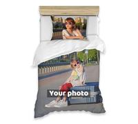 Personnalisée Housse Couette en Microfibre, Parure de lit personnalisées, Customized Housse de Couette avec Taie d'oreiller Personnalisée, idéal Cadeau, Cadeau Photo et Texte Personnalisable