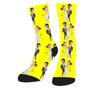 Personnalisées Chaussettes Avec Photo Et Texte, Chaussette Personnalisé Photo,Cadeaux personnalisés pour hommes femmes,Saint-Valentin Chaussettes amusantes,Cadeaux de mariage pour les mariés