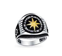 Personnaliser Bague Bicolore Homme Boussole Bateau Roue Rose Viking Pour Homme Plaqué Or Noir .925 Argent Sterling Fait À La Main En Turquie Personnalisable
