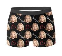 Personnaliser, Calecon Personnalise Homme - Impression Photo et Design Drôle Caleçon Personnalisé Boxer en Coton Doux Respirante Sous-Vêtement Rigolo et Confortable pour Toutes Les Occasions S