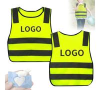 Personnaliser Gilet de Sécurité pour Enfant,Visibilité À Gilet Réfléchissante pour 3-10 Ans Enfants,Haute Visibilité Sécurité Gilet Jaune Réfléchissant Oui Nuit Marche Idéale,One Size,1 Pcs
