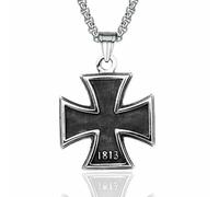 Personnaliser Homme En Acier Inoxydable 1813 Allemand Fer Croix Pendentif Collier Chaîne Accessoires
