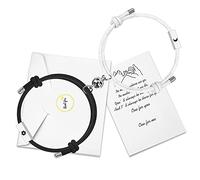 Personnaliser les Bracelets d'attraction mutuelle magnétique 2 ensemble avec barre gravée à 4 côtés meilleur cadeau de Couple assorti pour femmes hommes (Sun&Moon 2)