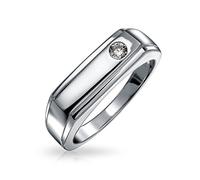 Personnalisez Bague De Mariage Fine Pour Hommes Avec Accent Pavé Géométrique En Zircone Cubique Signe Rectangulaire Pour Hommes En Argent Sterling .925 Personnalisable