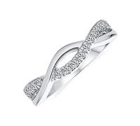 Personnalisez Bague Nœud Torsadé Entrelacé 1/2 Éternité Pavé Clair Zircon Cubique CZ Infini Pour Femme Petite Amie en Argent Sterling .925 Personnalisable