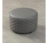 Personnalisez ce dont vous avez besoin - Repose-pieds rond en cuir pour salon, cuisine et chambre à coucher - Pièce polyvalente de décoration d'intérieur (gris foncé, 32 x 21 cm)