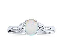 Personnalisez Dainty Bff Triquetra Celtique Noeud Ovale Blanche Opale Créée Bague De Promesse Pour Adolescentes Pour Femmes .925 Argent Sterling Personnalisable