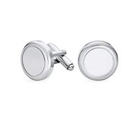 Personnalisez des boutons de manchette ronds classiques avec monogramme initial en acier inoxydable ton argent poli pour hommes, cadeau exécutif, charnière à dos de balle personnalisable.