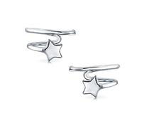 Personnalisez Initiale Alphabet A-Z Américain Patriotique Céleste Rock Star Initiale Fil Cartilage Boucles d'Oreilles Pour Femmes Adolescents Clip Wrap Helix Non Percé .925 Argent Sterling