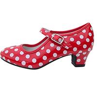 Personnalisez-le! Chaussures de danse Flamenco avec différentes tailles, de la fille à la femme., Rouge à pois blancs, 32 EU