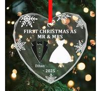 Personnalisez le premier Noël en tant que cadeau de Mr & Mrs pour couple, décoration de Noël 2025, cadeau d'anniversaire de mariage personnalisé pour mari et femme, lui et elle, fête prénuptiale
